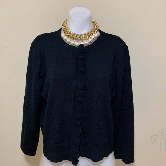 Cable & Gauge Sweaters - Cable & Gauge black ruffle sweater cardigan